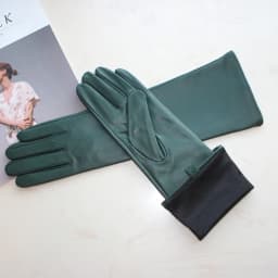Touchscreen New Women's Long Gloves Thin Silk Lined Leather Gloves