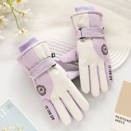 Women Winter Keep Warm Touch Screen Waterproof Anti Slip Thickened Outdoor Sports Ski Gloves Add Velvet Cycling