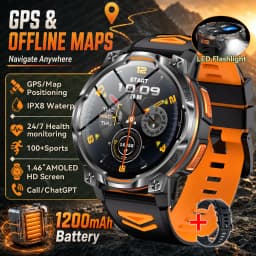 New Upgrade GPS Offline Map Position Smart Watch 1200mAh Battery IPX8 Swim Heart Rate 1.46”AMOLED Screen Men Women Fitness Watch