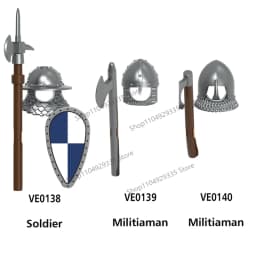 Medieval Military Castle Black Hawk Knight Building Blocks Gothic Cavalry Armor Shield Axe Soldier Figure Accessories Bricks Toy