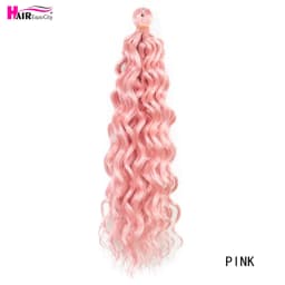 18-24 Inch Ocean Wave Crochet Braid Hair Hawaii Afro Curls Natural Synthetic Braiding Hair Extensions Pink 613 Hair Expo City