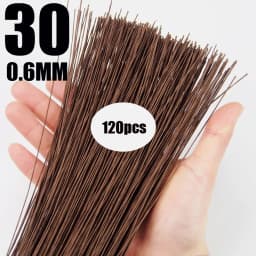 120pcs Fondant Paper Wrapped Iron Wire Handmade DIY Dough Plastic Doll Cake Plug-in Decoration Flower Pole Shelf