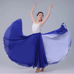 Black White Double Layered Chiffon Skirt 360 Degree Rotation Dance Costume New Style Human World Dancewear Maxi Skirt
