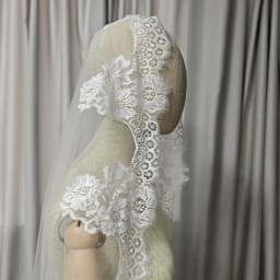 Customized Mantilla Veil with Eyelash Lace, 2m/2.5m/3m Single Tier Wedding Veil, Elegant Lace Ivory Bridal Veil with Hidden Comb