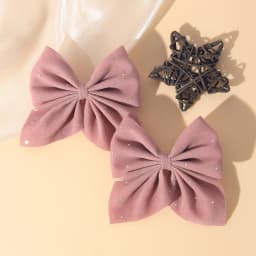 2PCS/Set Elegant Velvet Embellished With Diamonds Bow Hair Clip Girls Without Damaging Hair Safe Hair Accessory Kids Gift