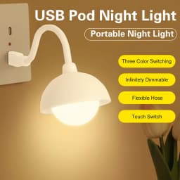 DC 5V USB Plug and Play Smart Night Light Portable Dimmable LED Bedside Lamp for Bedrooms Living Rooms and Outdoor Use