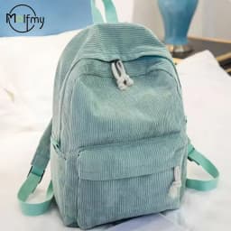 1pcs Personalized Backpack Large Capacity Corduroy Schoolbag Hand-Made Unique Name Custom Multicolor Rope Yarn Color Decoration