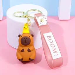 Capybara Keychain PVC Soft Key Accessories Cute Party Gifts for Christmas for Boys and Girls Key Buckles Metal