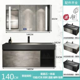 Modern Bathroom Cabinet Smart Mirror Cabinet Rock Integrated Washbasin Bathroom Vanity Cabinets with Sink Bathroom Furniture