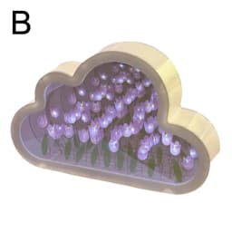DIY Cloud Mirror Tulip Lamp Night Light Girl Bedroom Ornaments Photo Frame Handmade Glass Bedside Sleep Light Christmas Gifts 