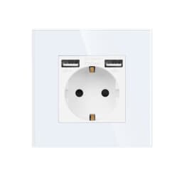 Bingoelec Power Socket,16A EU Standard Electrical Outlet 86mm*86mm White Crystal Glass Panel Wall Socket