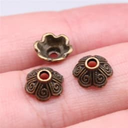 50pcs Tibetan Antique Silver Color Flower Bead End Caps For Jewelry Making Findings Needlework DIY Accessories Wholesale