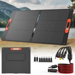 RVPOZWER 100W Rigid Monocrystalline Solar Panel Integrated Design IP68 Waterproof 25.5% High Efficiency Portable Solar Charging Panel for Power Station RV Outdoor Camping Home Off Grid Power