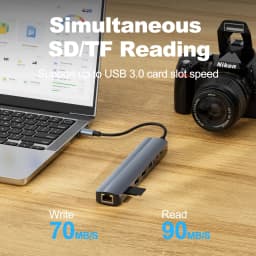 8 in 1 USB C Hub with 4K 60Hz HDTV 1Gbps Ethernet 100W Power Delivery SD/TF Card Slots USB 3.0*3 5Gpbs Data Ports for MacBook