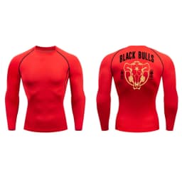 Black Bull Print Compression Shirts for Men Athletic Quick Dry Baselayers Undershirt Gym Workout Running Rash Guard Tshirt Tops