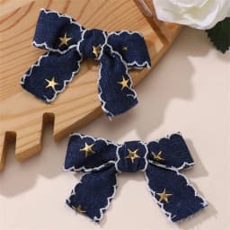 2/8pcs/set Star Denim Bow Hair Clips – Alligator Clips for Double Ponytails, Cute & Versatile Everyday Essential.