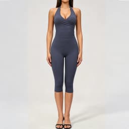 Yoga Capri Pants Suit 2 Pieces Gym Set Women Backless Tops Capri Pants Set Gym Suit Fitness Athletic Wear Sportswear Workout Set