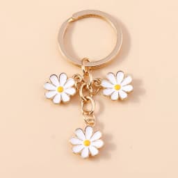 Cute Enamel Keychain Colorful Sakura Flower Key Ring Sweet Key Chains for Women Girls Handbag Accessories DIY Jewelry Gifts
