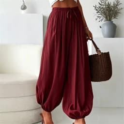 New 2026 Women's Autumn Loose Drawstring Wide Leg Long Lantern Pants Vintage Draped Fashion Casual Women's Harem Pants