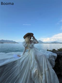 Booma A-Line Lace Classic Wedding Dresses Full-Sleeves Long Corset Square Neck Elegant Brides Gown Custom Made 2026