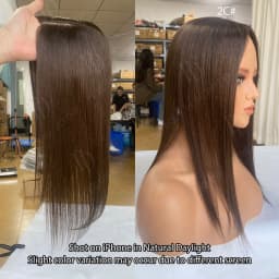 10x12cm Human Hair Topper with Silk Base 40cm Straight Clip in Hairpiece for Women Natural Scalp Simulation Thinning Hair Toupee
