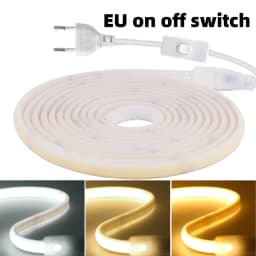 230V COB Strip LED Neon Light With IC 240LEDs/M IP65 Warm/Neutral/White FOB Flexible Adhesive Tape Ribbon Lamp 2Pin Wire EU Plug