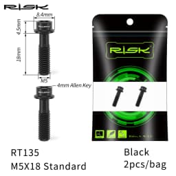 RISK 2PCS M5*18mm Bike Stem Handlebar Fixing Titanium Ti Bolts Fixed Screws Hollow Lightweight for MTB Bicycle Seat Post Clamp