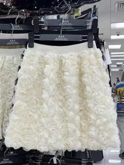 Solid Color Three-dimensional Rose Blossoms Short Skirts Women 2025 Sweet High Waist Elegant Skirt
