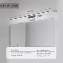Modern LED Wall Lamp Mirror Decor Lighting 60/80/100cm Long Strip Light For Bedroom Bathroom Washroom Kitchen Indoor Luminaires