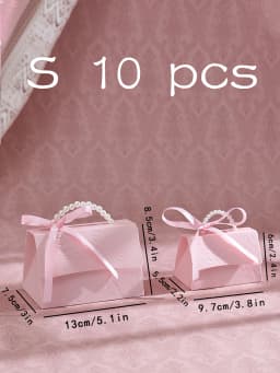 10-Pack of Stylish Embossed Gift Boxes, Available in Various Colors, with Satin Ribbon and Faux Pearl Handles, Embossed Floral Candy Boxes, Suitable for Various Occasions Mother's Day, Father's Day, Graduation Season, Wedding, Halloween, Christmas, Birthday Mini Packaging Bags