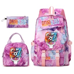 Cr7 Ronaldo 67 Print Student Backpack Set with Lunch Bag Pencil Case Teen Girls School Travel Daypack