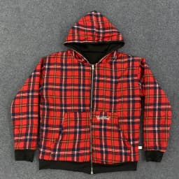 Spring and Autumn New American Trendy Brand Double Sided Stand Up Hoodie, Cardigan, Casual Workwear, Plaid Jacket