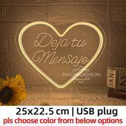 Leave A Message Neon Sign LED Spanish Dejar un mensaje Led Neon Light Coffee Bar Room Decor Sign Wedding Bedroom Decoration