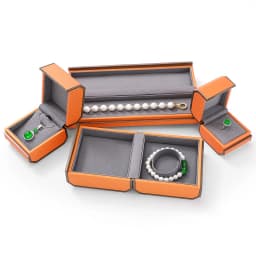 Fashional New Design PU Leather Double Ring Pendant Bangle Bracelet Jewelry Gift Box for Marriage Proposal Wedding
