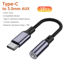 Toocki Type C to 3.5mm Earphone Jack AUX USB C Cable Headphones Adapter 3.5 Jack Audio cable For Huawei P20 Xiaomi Mi 13 Samsung