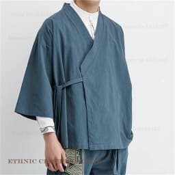 Plus Size Men's Kimono Cardigan Jacket Cotton Linen Japanese Yukata Haori Loose Open Front Hanfu Coat Samurai Costume Streetwear
