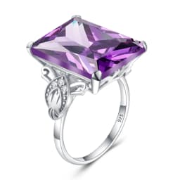 Classic Real 925 Sterling Silver Pink Crystal Ring for Woman Rectangle Anniversary Party Vintage Fine Jewelry Gift