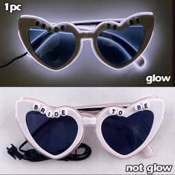 White Just Married LED Luminous Glasses Heart Shaped EL Neon Decorative Glasses Engagement Wedding Bridal Shower Props