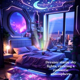 Starry Sky Moon Projector Light RGB 7 Modes Auto Change Color LED Night Light 5V USB Plug Kids Room Ambient Decor Birthday Gift