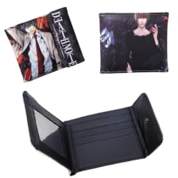 Death Note Anime Black PU Leather Short Wallet with Card Holders Zipper Pocket for Boys Girls Gift