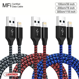 LAIHONEN USB Cable For iPhone 5 6 7 8 Plus X XS XR 11 12 13 14 Pro Max SE 1m 2m 3m Long Short iOS Data Charger Cord Fast Charge