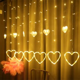 LED Romantic Heart Shaped Curtain String Lights 8 Modes Christmas Fairy Lights Garland for Home Garden Wedding Party Decoration