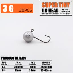 Mr JigginG 20pcs Micro Jig Head Fishing Hook 1g/1.5g/2g/2.5g/3g Super Tiny Fishing Hook Mini Soft Lure Bass Bait Fishing Tackle
