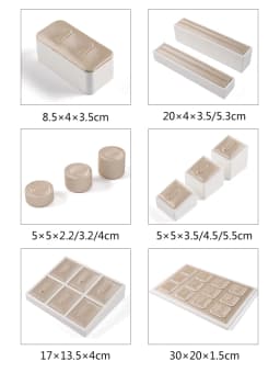 PU Leather Hand Jewelry Ring Display Pedestal Stand Holder Counter Organizer Tray Showcase Earring Storage Case Store Collection