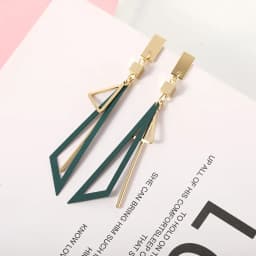 New Boho Triangle Hang Earrings for Women Pink Green Hollow Geometric Statement Tassel Earrings Elegant Party Ear Jewelry