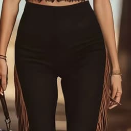 Western Vintage Patchwork Tassel Pants Woman 2026 Spring Elegant High Waist Slim Bodycon Trousers Summer Skinny Streetwear Pants