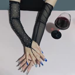 1 pair Glitter Rhinestone Elasticity Mesh Hook Finger Long Gloves Flash Drilling Cosplay Nightclub Cosplay Sexy Women Gloves