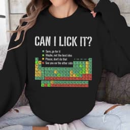 Can I Lick It Sweatshirts Periodic Table Print Men Women Fashion Casual Hooded Shirt Funny Chemistry Clothes Unisex Sweatshirt