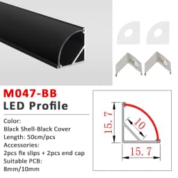 50CM LED Aluminum Profile for Tape Lights 8mm 10mm Corner Channel Diffuser V Shape Black Silver Housing 90 Degree Ceiling Decor