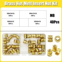 Brass Threaded Insert Nut Kit M2 M2.5 M3 M4 M5 M6 M8 Hot Melt Heat Knurled Embed Injection Copper Insertnut for 3D Print Plastic